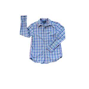 Boys Ralph Lauren Plaid Button Down Shirt Blue Pink Green Size 8